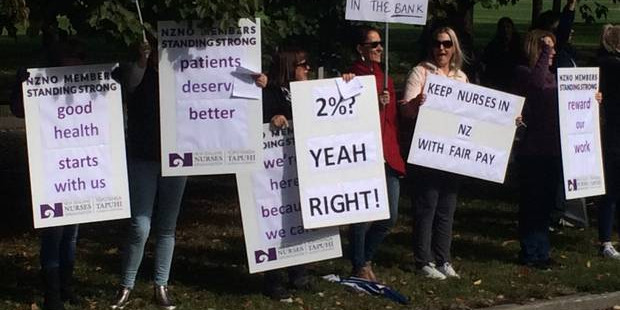 hristchurch nurses picket for better pay and conditions