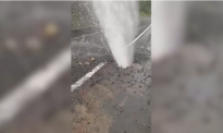 奥克兰西区水管爆裂似“火山喷发” 居民或停水