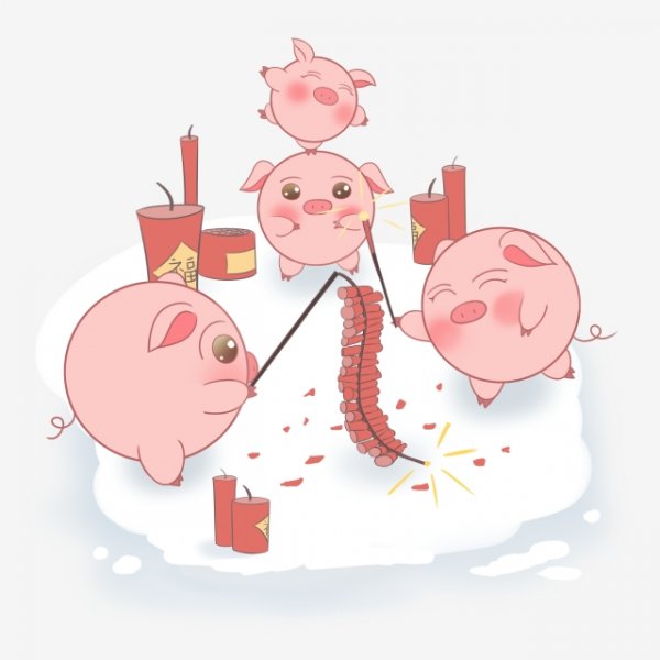 pngtree year of the pig cartoon hand drawn piglet firecrackers piggy png image 386429